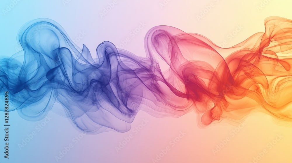 Poster dynamic colorful smoke waves abstract art digital creation vibrant environment close-up view