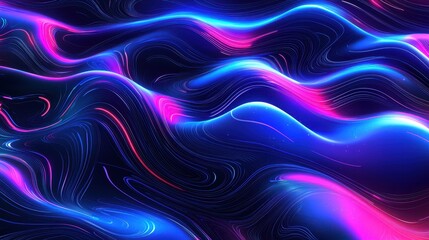 Fototapeta premium Vibrant waves of light abstract digital art colorful background fluid motion aesthetic concept