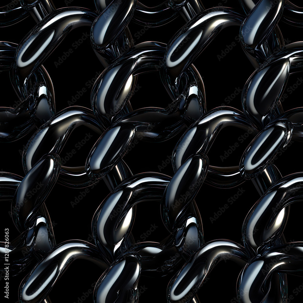 Aufkleber interlocked metal links create reflective mesh pattern against a dark, seamless background texture