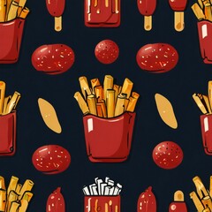 fast food seamless pattern