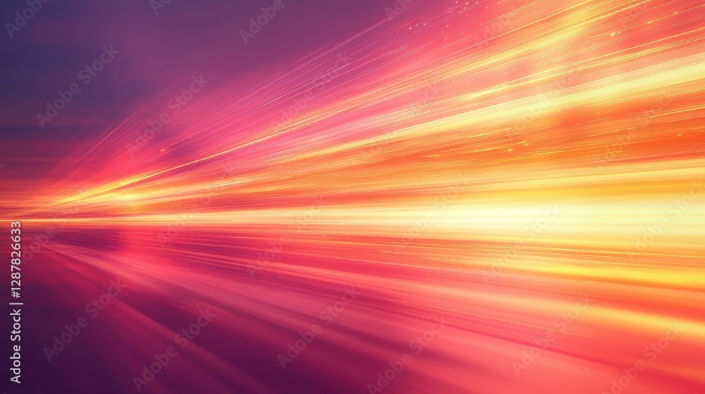 Poster creating vibrant atmosphere with dynamic light trails in nighttime abstract art
