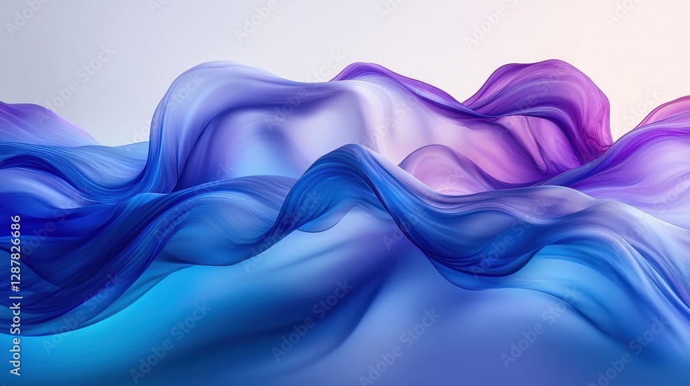 Poster flowing waves of colorful fabric abstract design soft colors serene environment artistic viewpoint