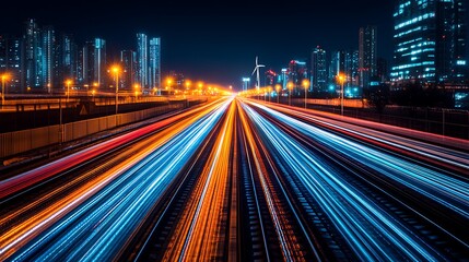 Fototapeta premium Night city highway motion blur
