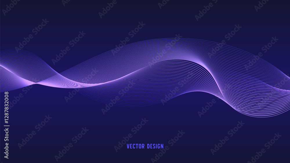 Aufkleber geometric curved lines in gradient forming dynamic futuristic abstract flow patterns