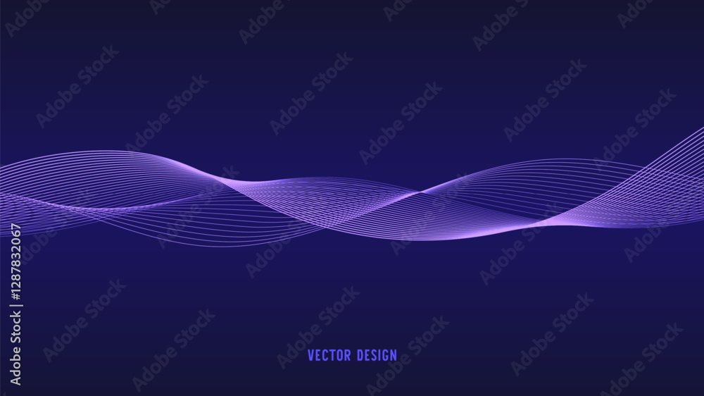 Leinwandbilder geometric curved lines in gradient forming dynamic futuristic abstract flow patterns