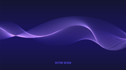 Geometric curved lines in gradient forming dynamic futuristic abstract flow patterns