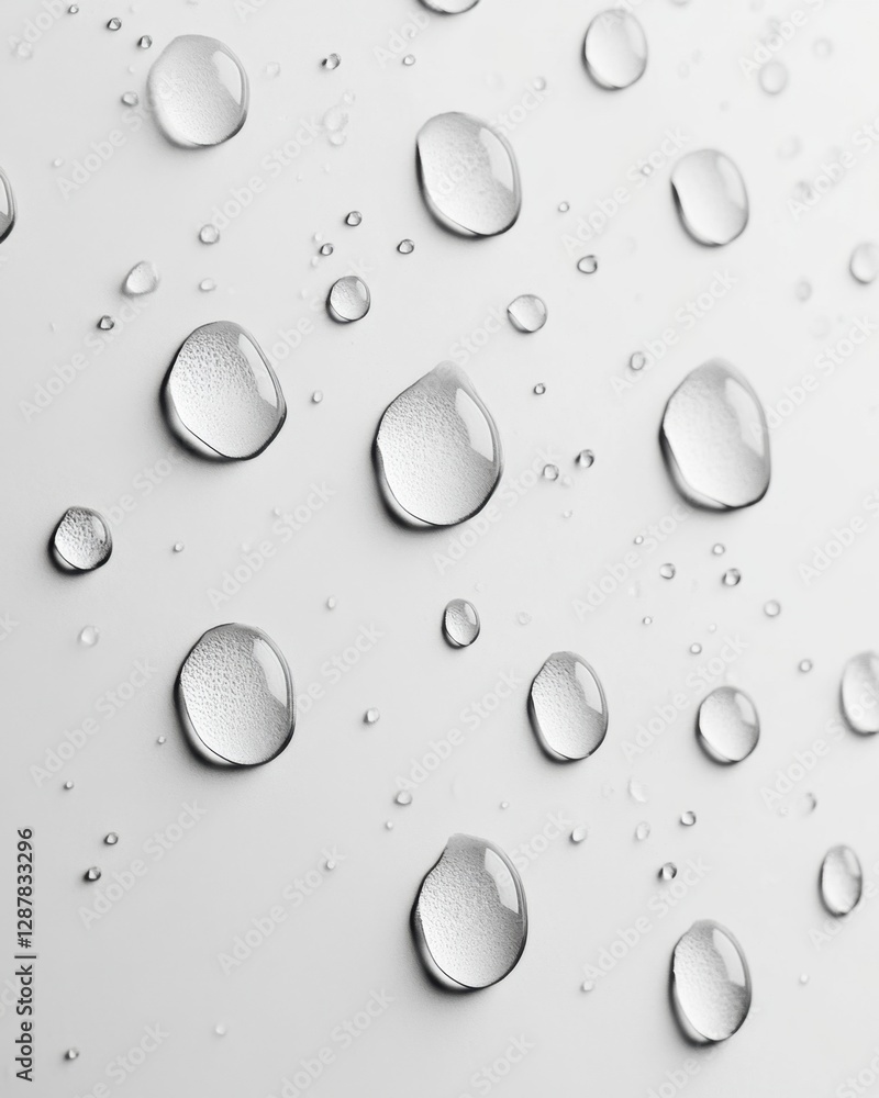 Aufkleber captivating close up of water droplets on a white surface creating a refreshing and clean visual wit