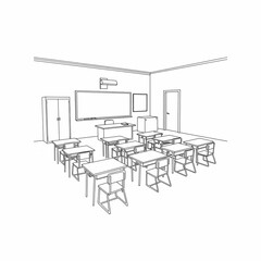 Fototapeta premium Classroom, outline, drawing