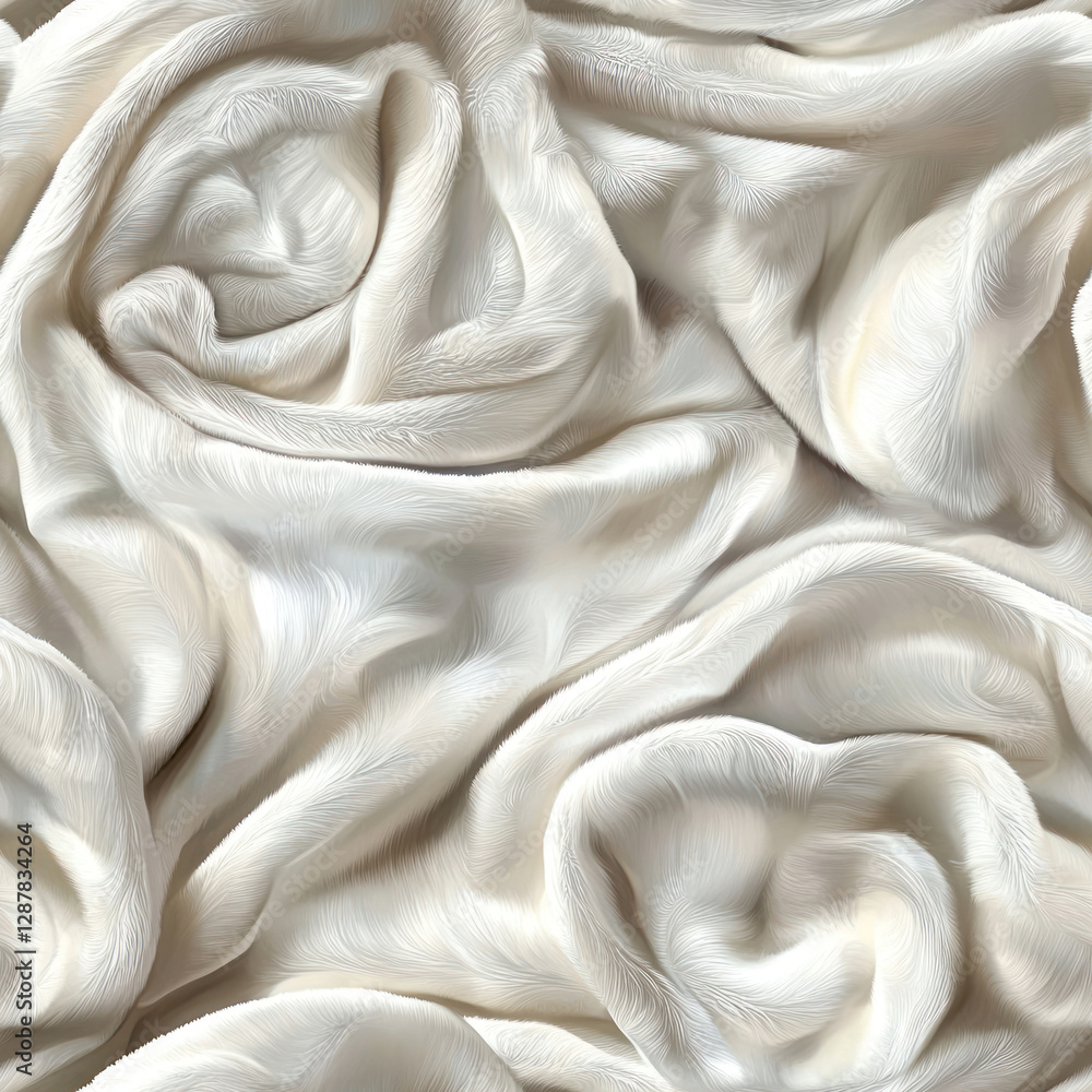 Poster ivory fabric folds, cascading. soft textures in studio lighting. abstract seamless background