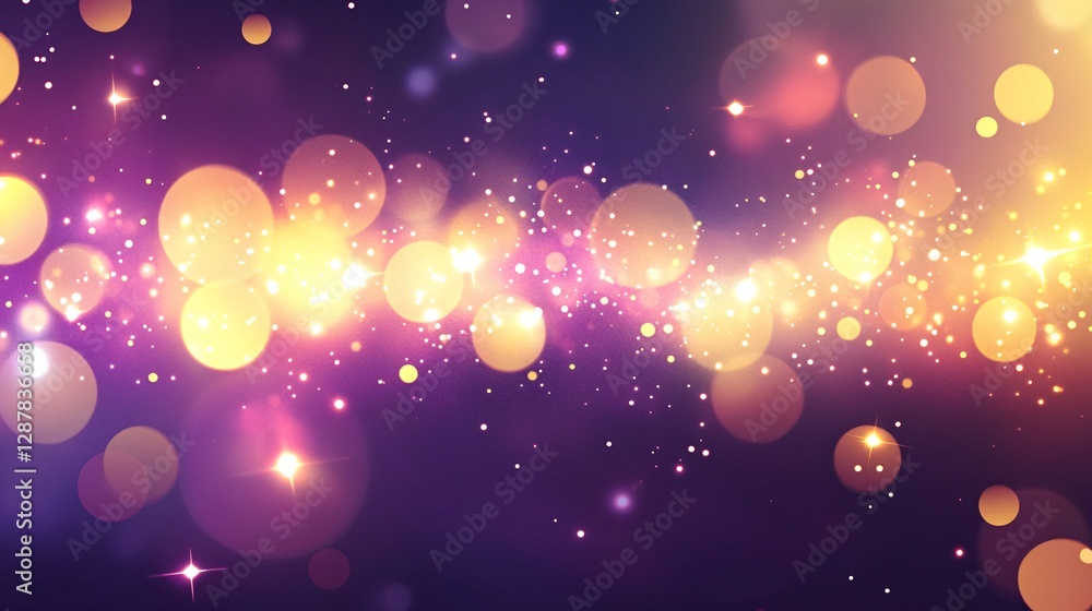 Poster a glowing violet light background with abstract bokeh and light effects