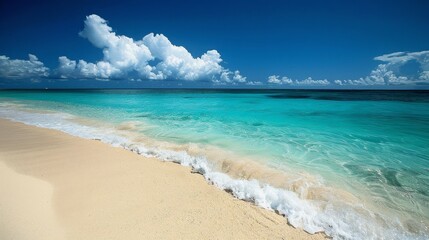 Fototapeta premium Enchanting beach with breathtaking ivory shores and pristine rolling dunes unveiling nature s beauty