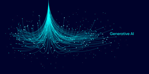 Illustration of abstract stream. Artificial intelligence. Big data, technology, AI, data transfer, data flow, large language model, generative AI   © Krot_Studio