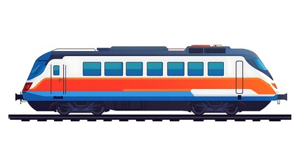 Naklejka premium Side view illustration of a train, flat style, bright colors, PNG format