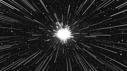 Obraz premium Hyperspace Jump Abstract Starfield Burst Light Speed Travel Cosmic Explosion