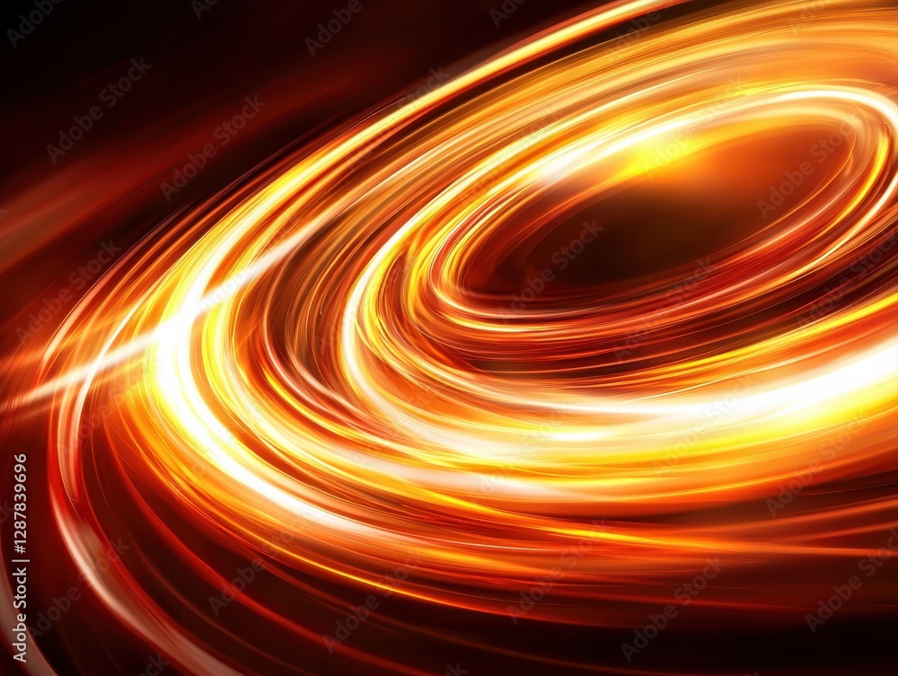 Poster a vibrant swirl of golden light creating a dynamic, energetic pattern with a sense of motion and dep