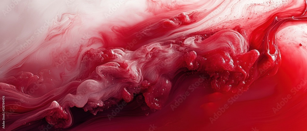 Poster ethereal crimson abstract art with swirling textures and fluid motion creating a captivating visual 