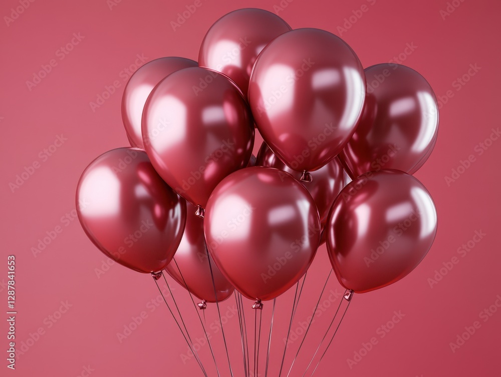 Aufkleber bunch of maroon balloons floating against a matching background creating a festive and celebratory a