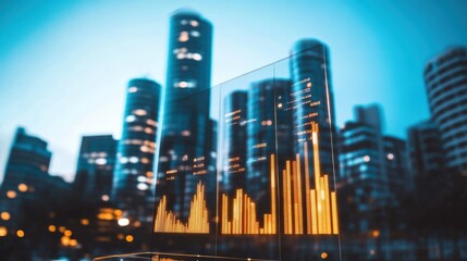 Obraz premium Financial Data Displayed Against City Skyline