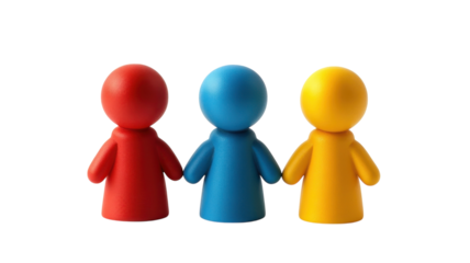 Colorful figurines in vibrant colors stand together, showcasing diversity in design and form