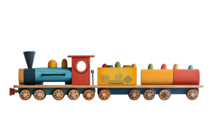 Colorful wooden toy train set designed for imaginative play and developing fine motor skills for children of all ages