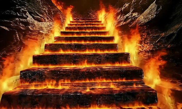 Steps to Hell: Fiery Stairway and Halloween Party Entrance