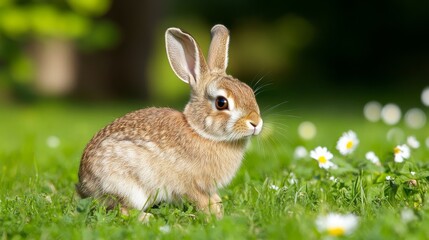 Fototapeta premium Adorable rabbit in a grassy meadow