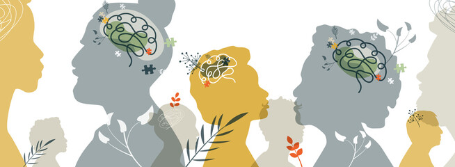 People stand side by side together. Mental Health concept.