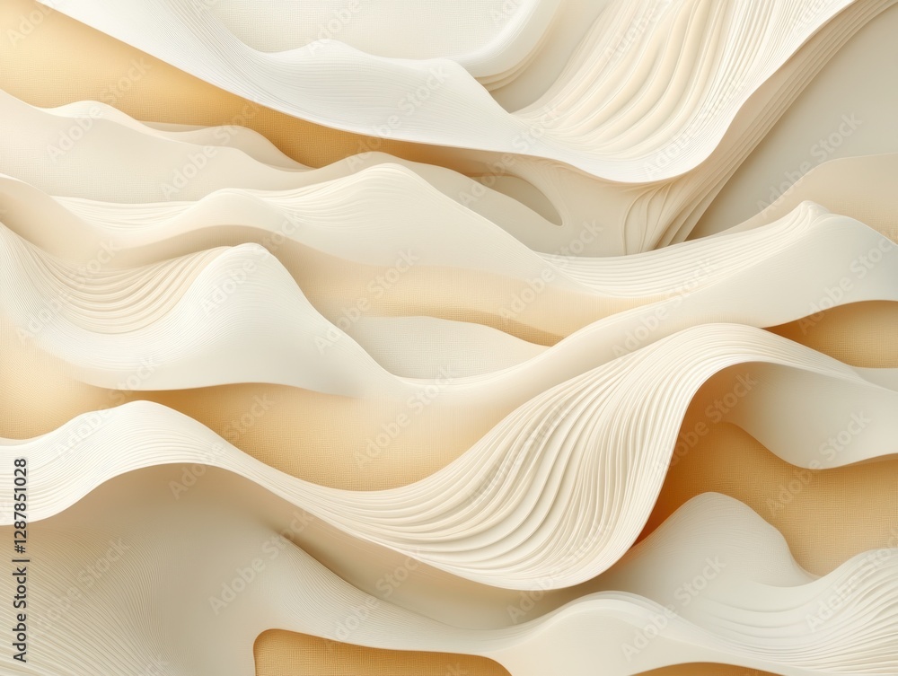 Aufkleber elegant creamy white waves abstract background with subtle texture and soft lighting creating a sere