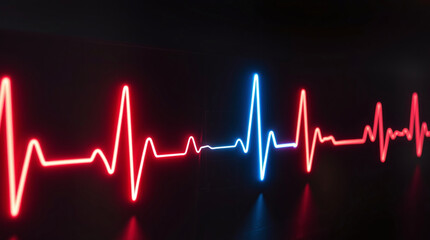 Digital heartbeat line blending human physiology and technology