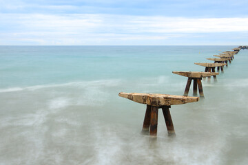 Remains of the structure of an old dock in the Port of Sagunto