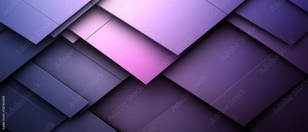 Poster abstract geometric background with overlapping planes in shades of purple and pink creating a modern