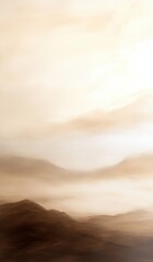 Fototapeta premium Earthy tones of the sunset silhouette against the undulating horizon of distant mountain ranges