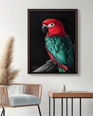 Vibrant Parrot Portrait with Vivid Plumage and Striking Colors