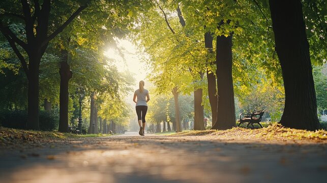 Senior living woman enjoying a morning jog in the park. Featuring vitality and fitness