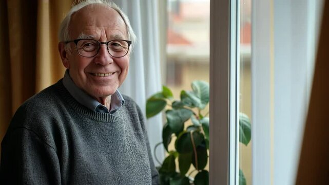 A man in a gray sweater is smiling at the camera - Powered by Adobe