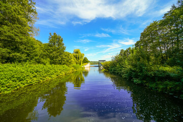 View of nature at the Hullern dam. Landscape at Hullerner See near Haltern am See.
