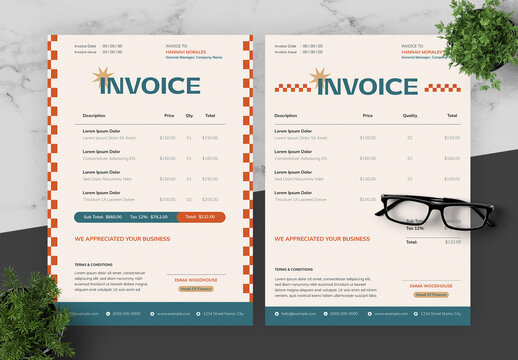 Orange And Blue Invoice