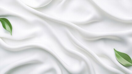 Obraz premium White silk cloth with two leaves laying peacefully atop it