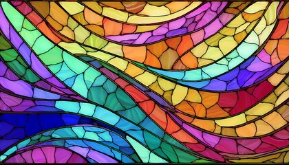 Fototapeta premium Multicolored stained glass with an irregular pattern. Generative ai