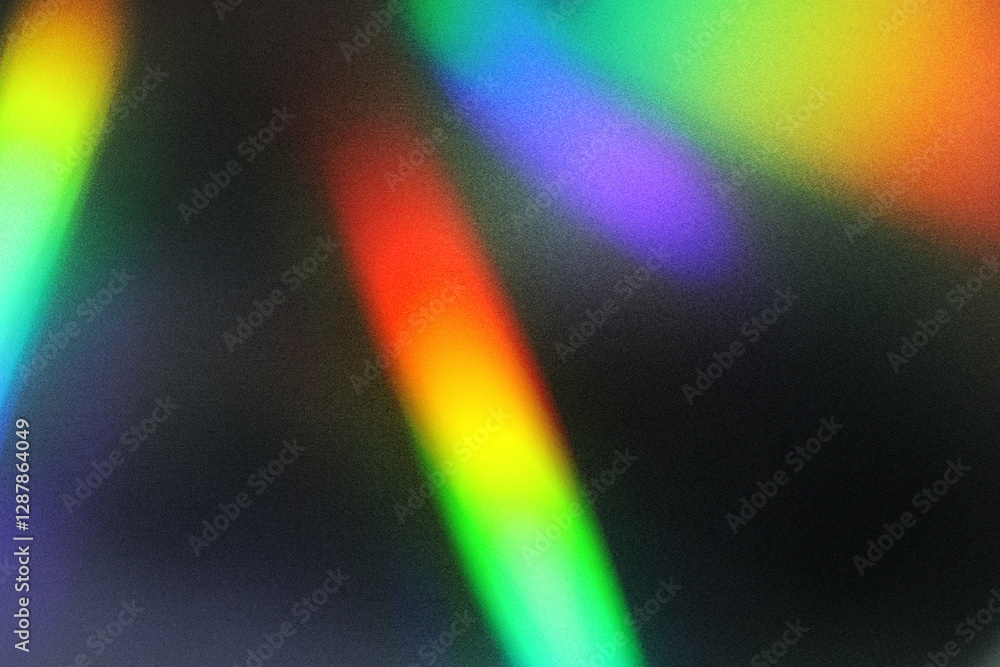 Poster light leaks texture background presents a colorful design of noise grain effect, and bright bokeh ov