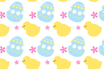 ひよことイースターエッグのパターン © まつだむ