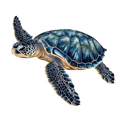Fototapeta premium Realistic sea turtle isolated on transparent background.