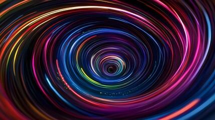 Obraz premium Swirling Cosmic Vortex of Colorful Luminous Lines in Motion on Dark Background