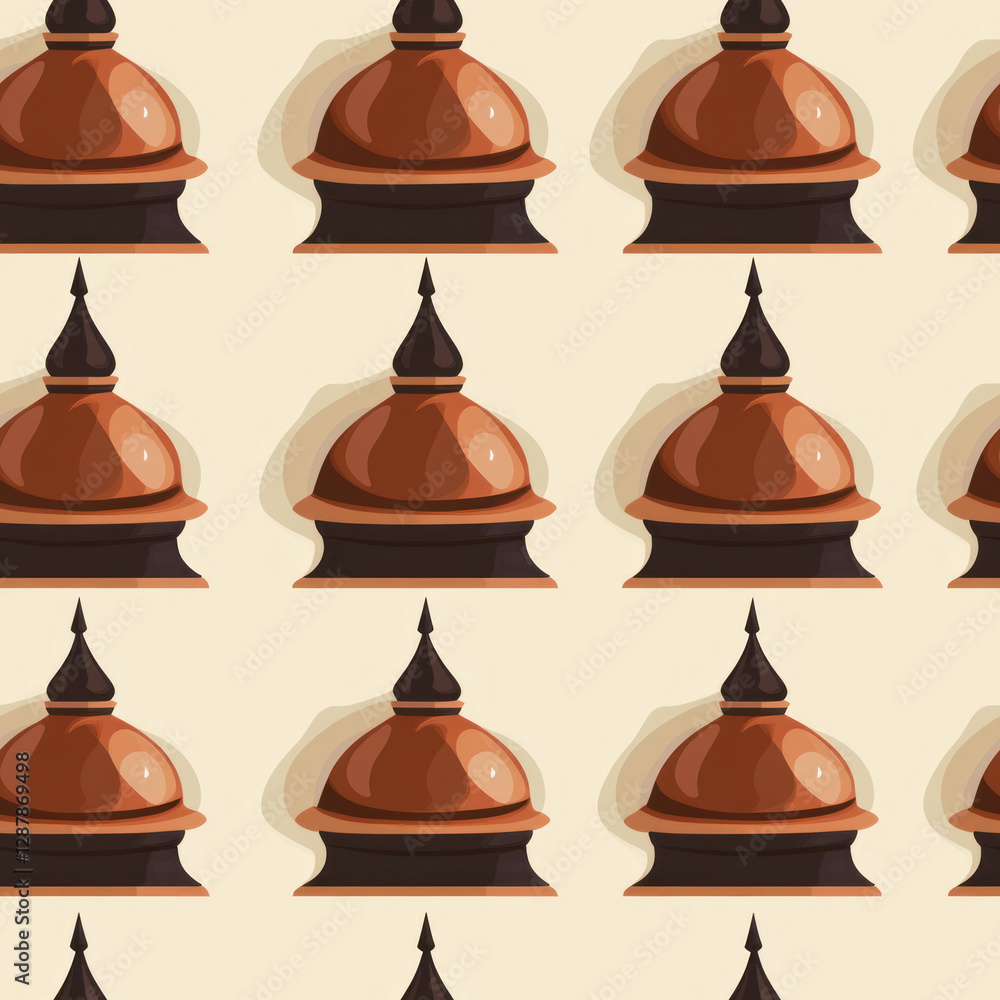 Poster repeating domes pattern. traditional architecture design on pale backdrop