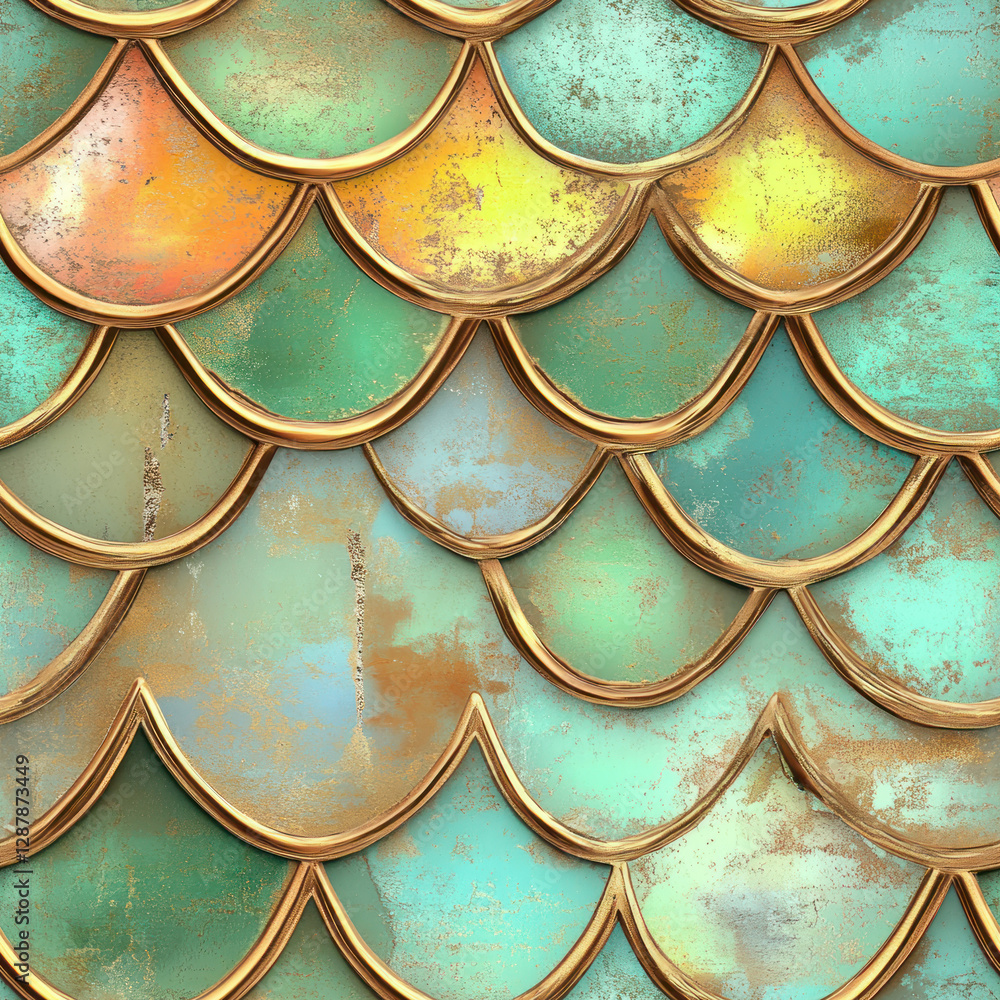 Poster scaled pattern close up view of multicolored curved elements. decorative, textured, and ornate
