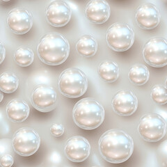 Fototapeta premium Scattered pearls cascade on silken waves, creating a lustrous and elegant backdrop, perfect for artistry