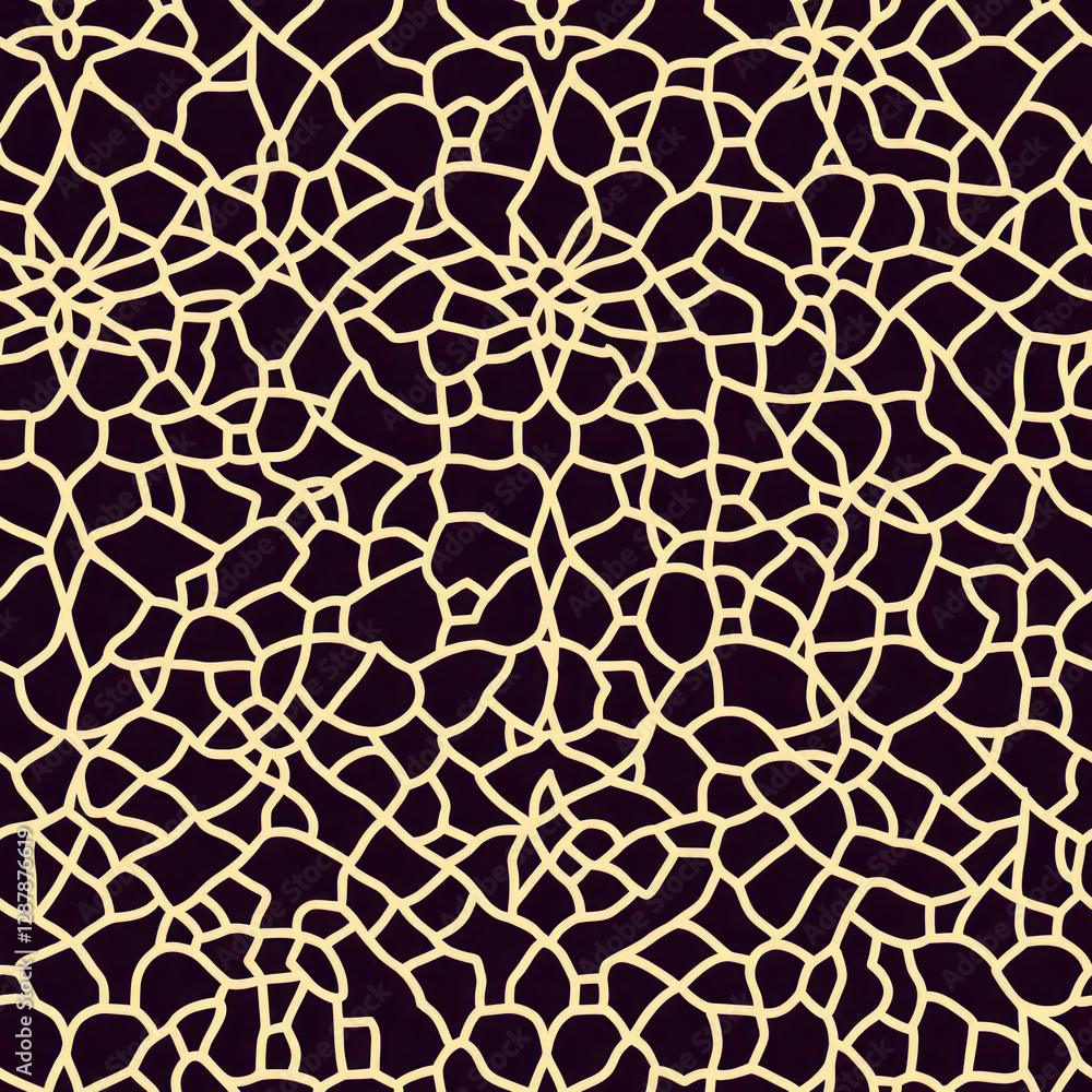 Poster seamless geometric network pattern of interlocking organic cells against a dark solid background