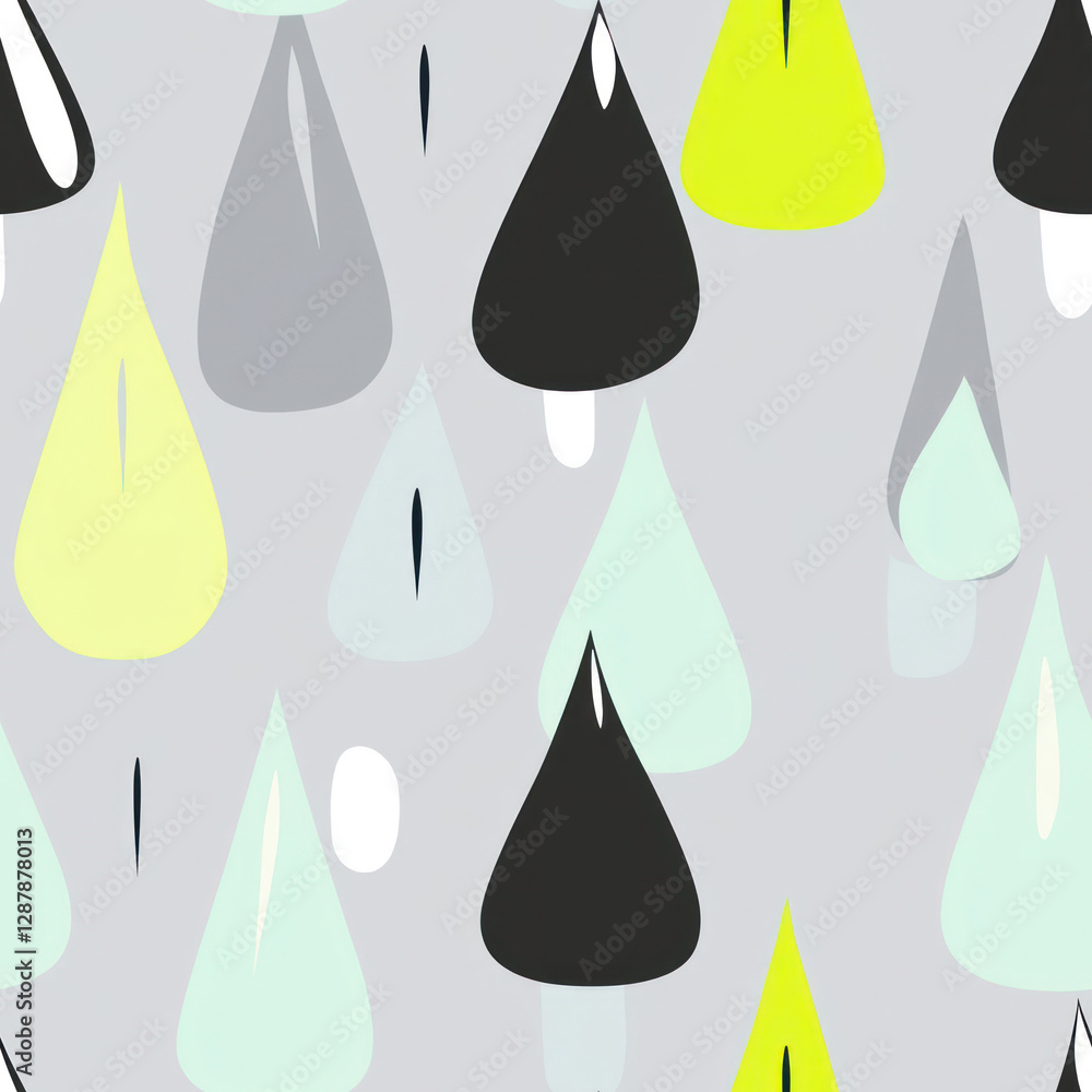 Poster seamless pattern with geometric shapes of various colors on light gray background