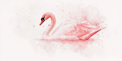 Minimalist swan outline, enhanced with light watercolor shading.