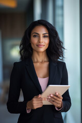 Obraz premium Businesswoman with suit holding tablet